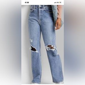 Brand new American eagle distressed medium wash dad jeans!!